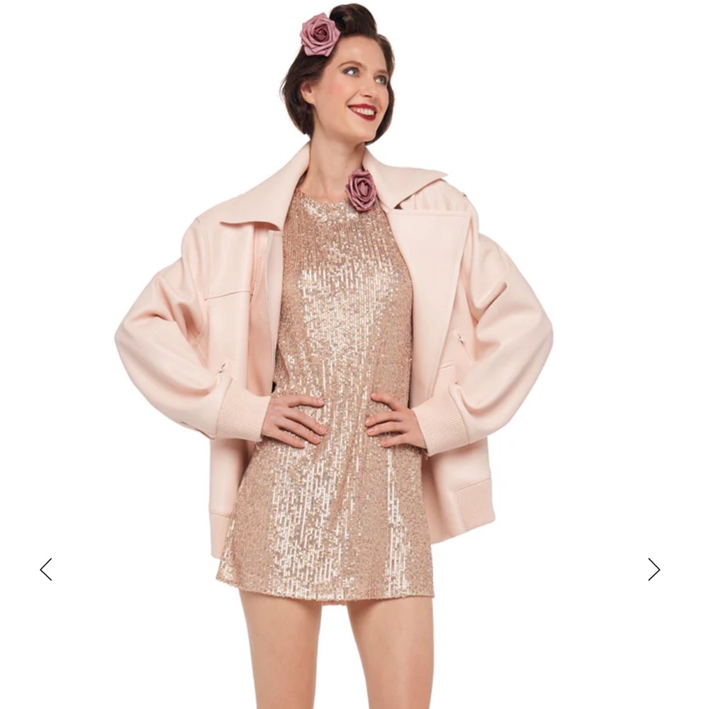 NORMAKAMALI Oversized Moto Jacket in baby pink. Size  XS NWT’S